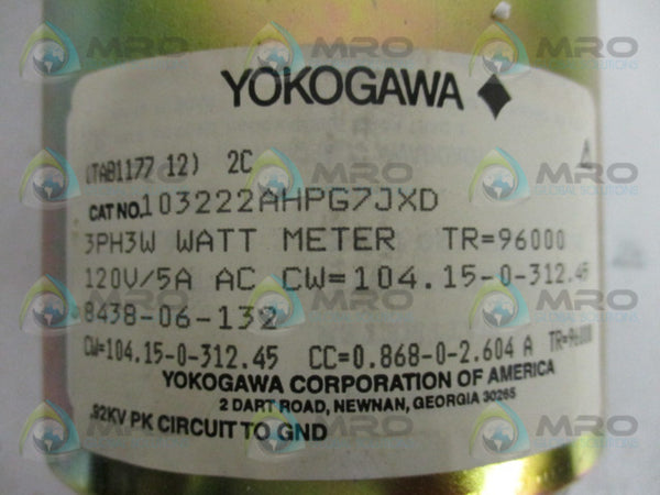 YOKOGAWA 103222AHPG7JXD METER (AS PICTURED)  NSMP