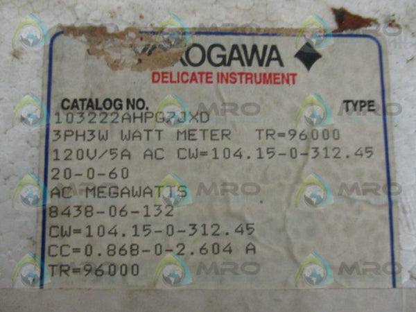 YOKOGAWA 103222AHPG7JXD METER (AS PICTURED)  NSMP