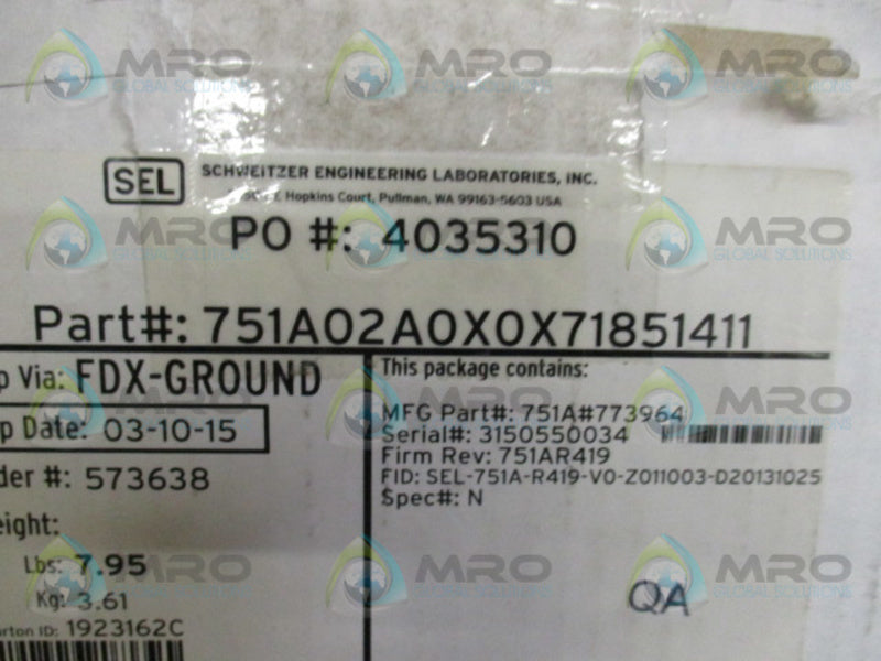 SEL SEL-751A 751A02A0X0X71851411  NSMP