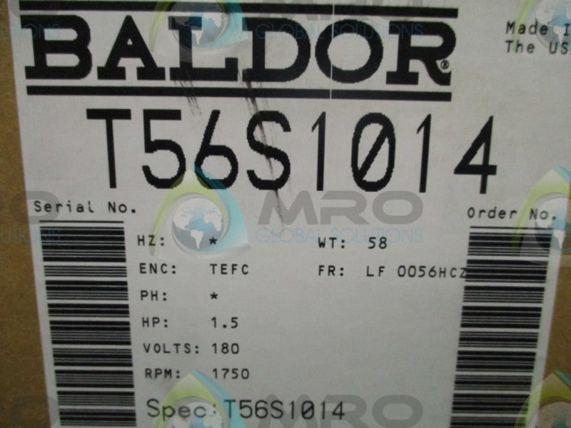 BALDOR RELIANCE T56S1014A DC MOTOR  NSMP