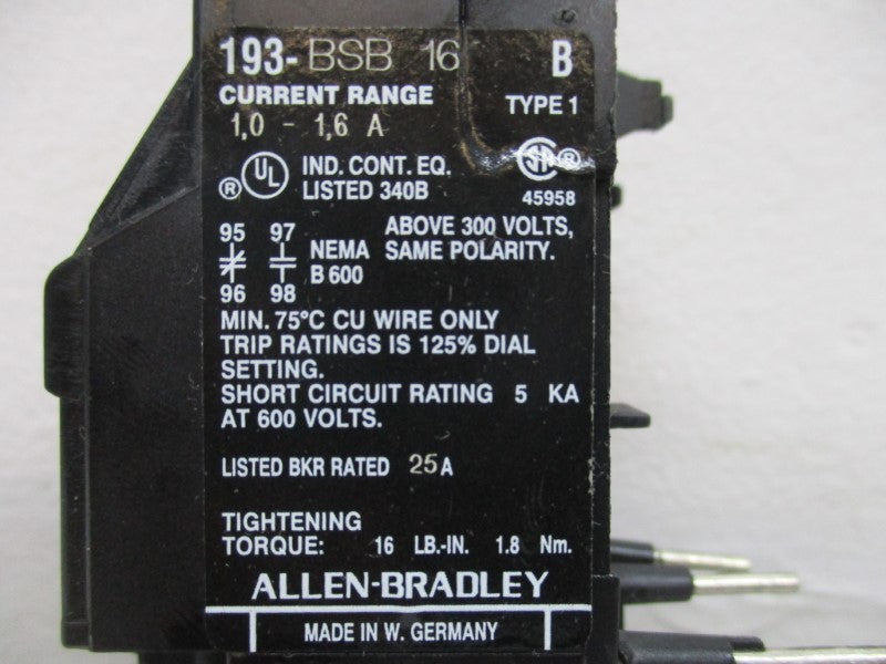 INDUSTRIAL SPARE PART 193-BSB-16 SER. B UNMP
