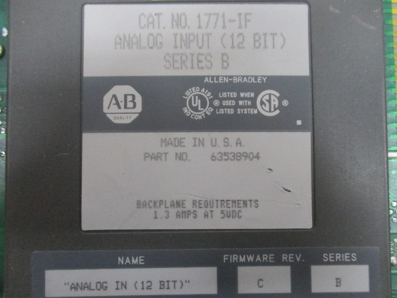 ALLEN BRADLEY 1771-IF SER. B UNMP