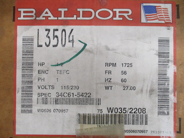 BALDOR L3504 34C61-5422 115/230V 7.4/3.7A NSMP