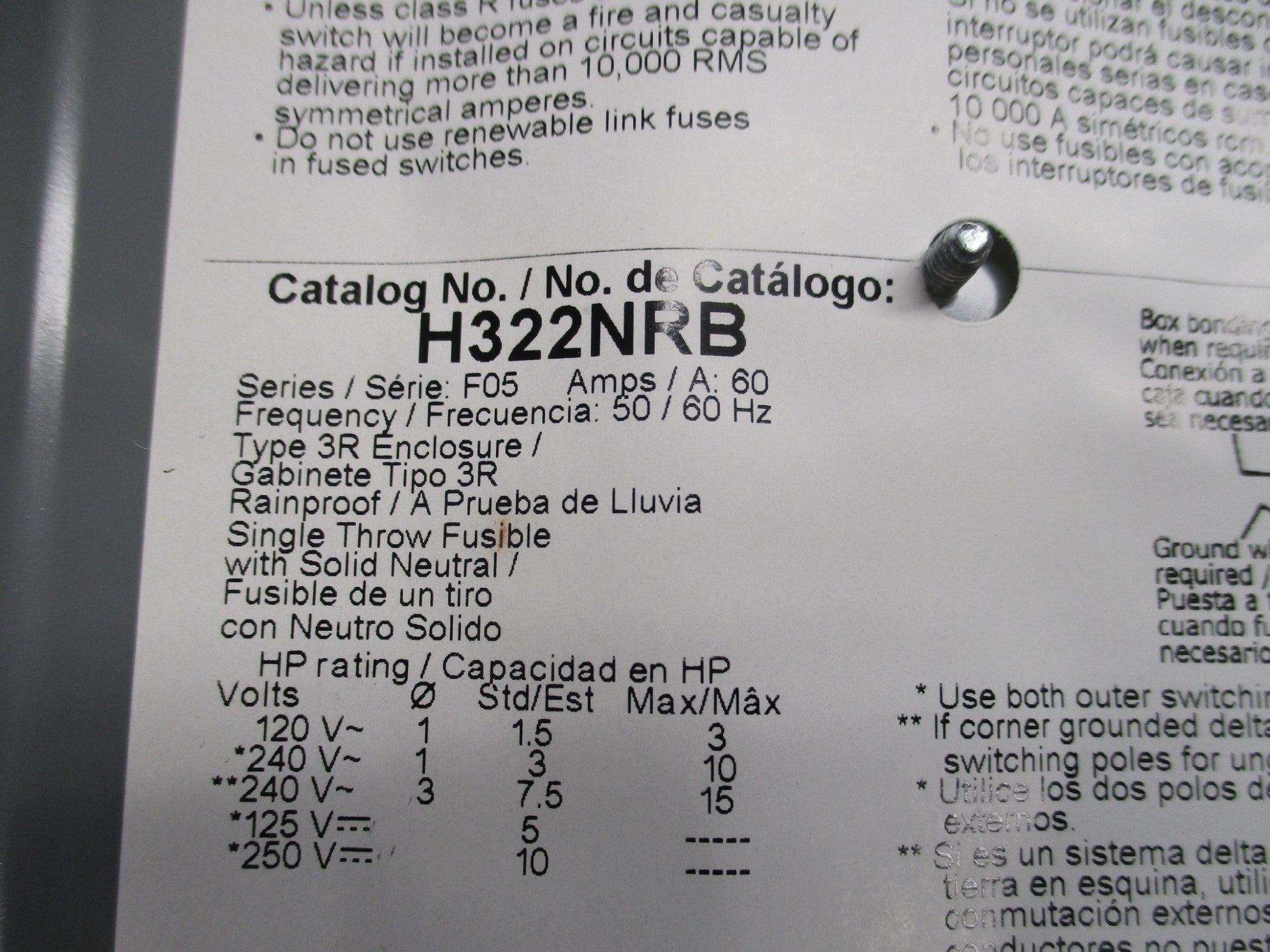 SQUARE D H322NRB SER. F05 NSMP