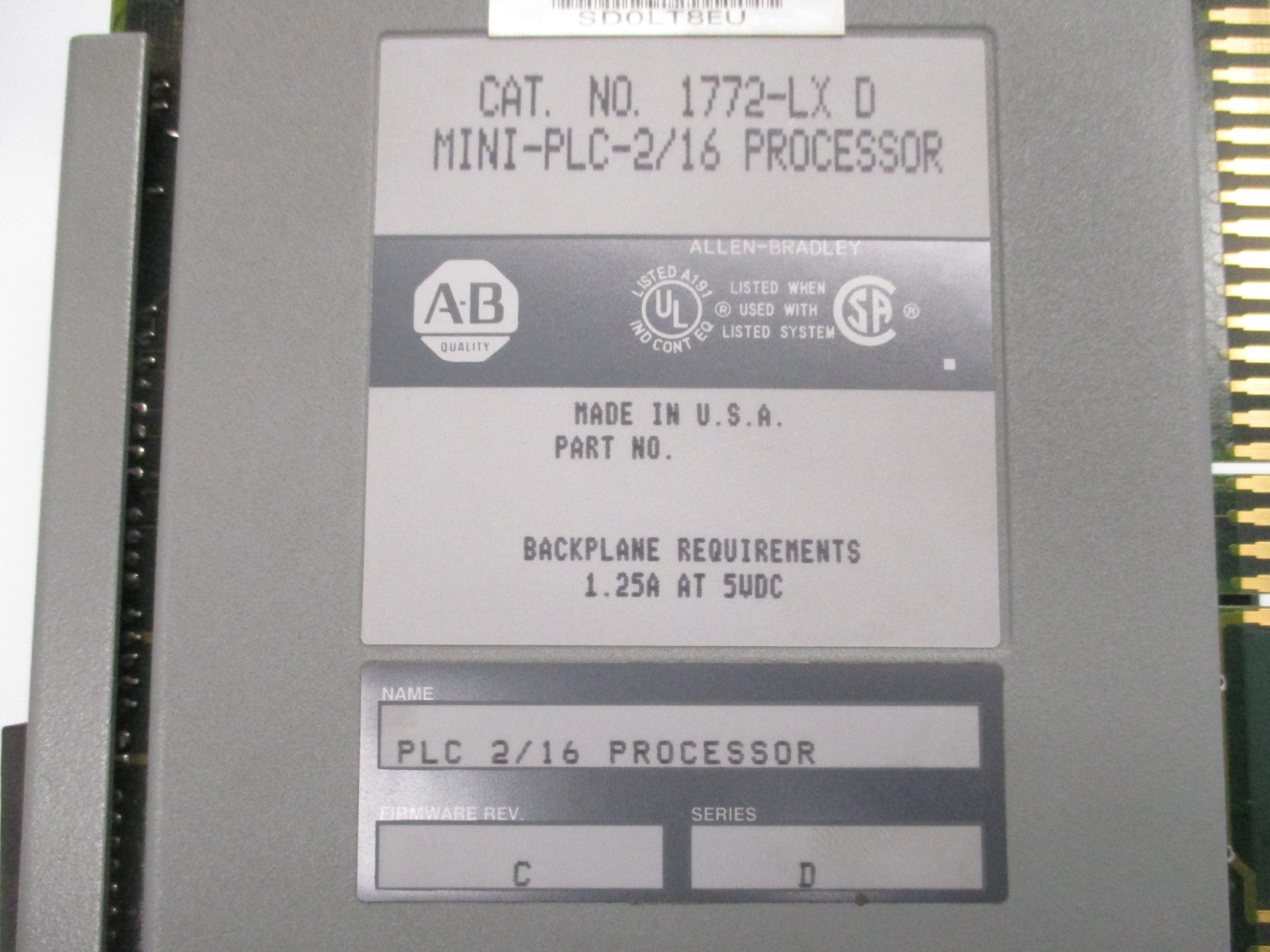 ALLEN BRADLEY 1772-LX SER. D F/W C UNMP