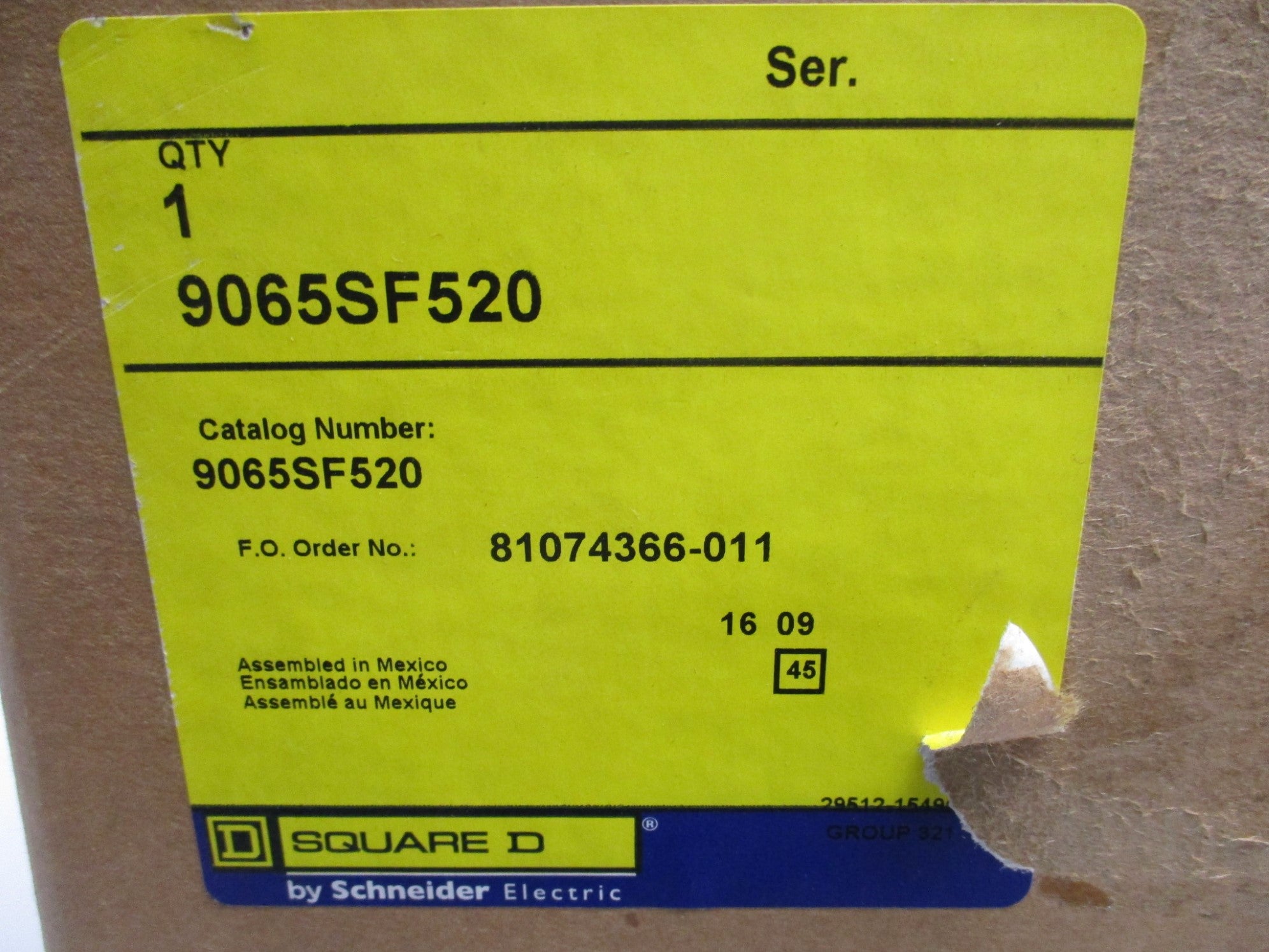 SQUARE D 9065SF520 SER. A 600V NSMP