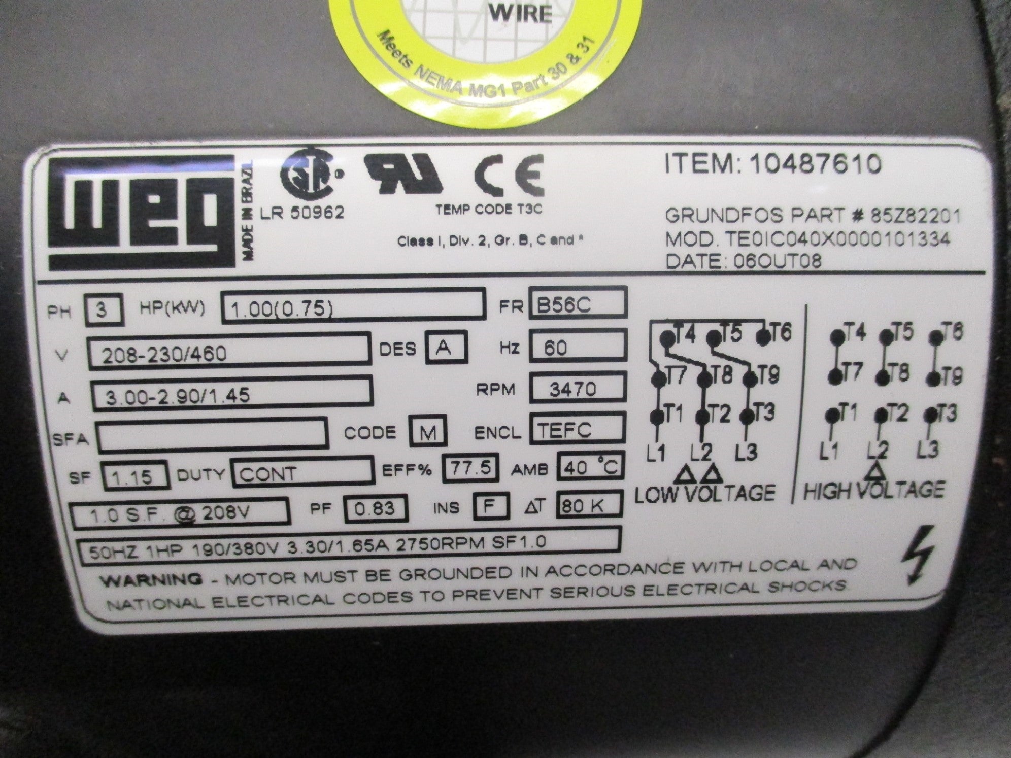 WEG TE0IC040X0000101334 UNMP