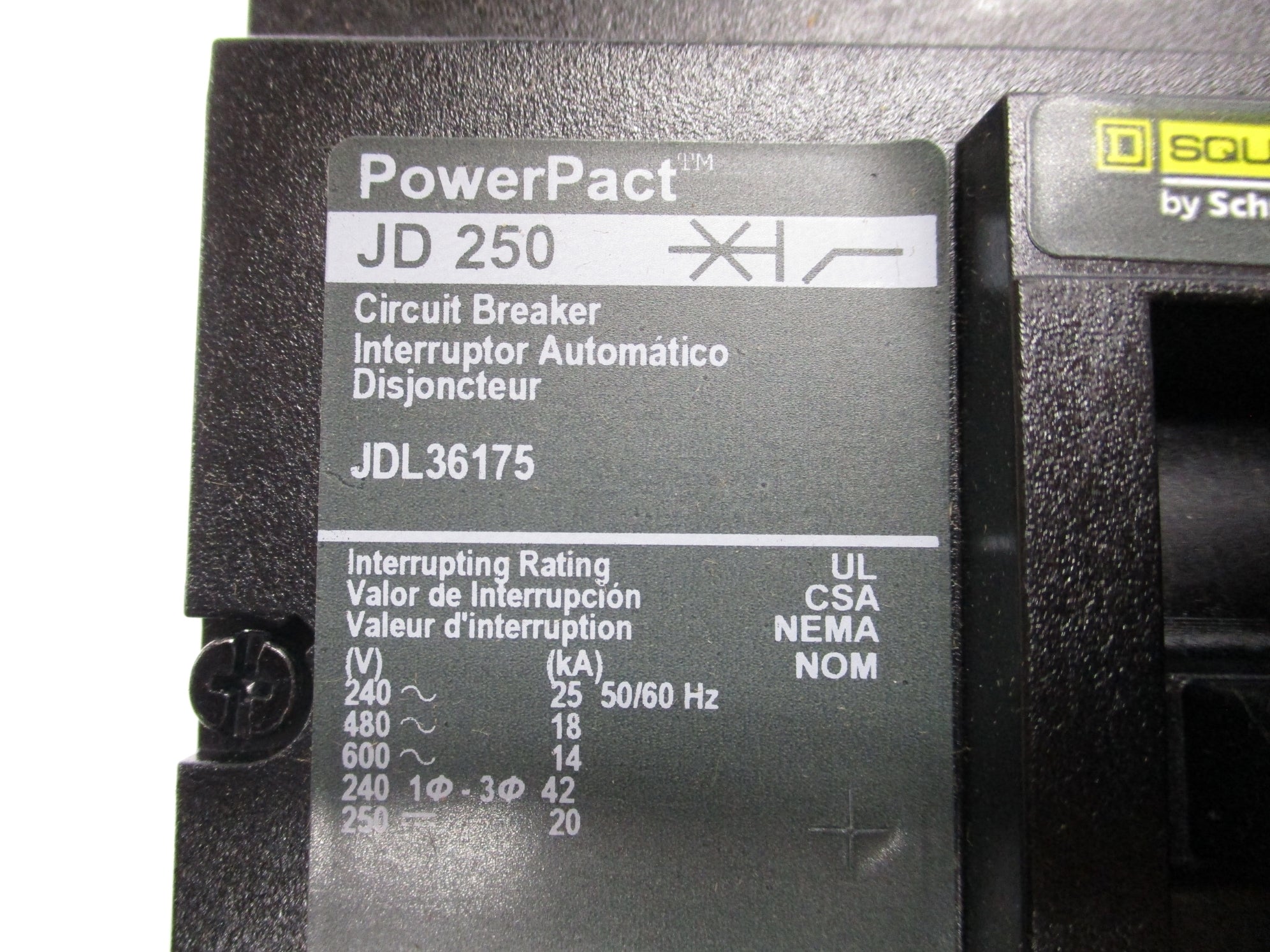 SQUARE D JDL36175 600V 175A NSMP