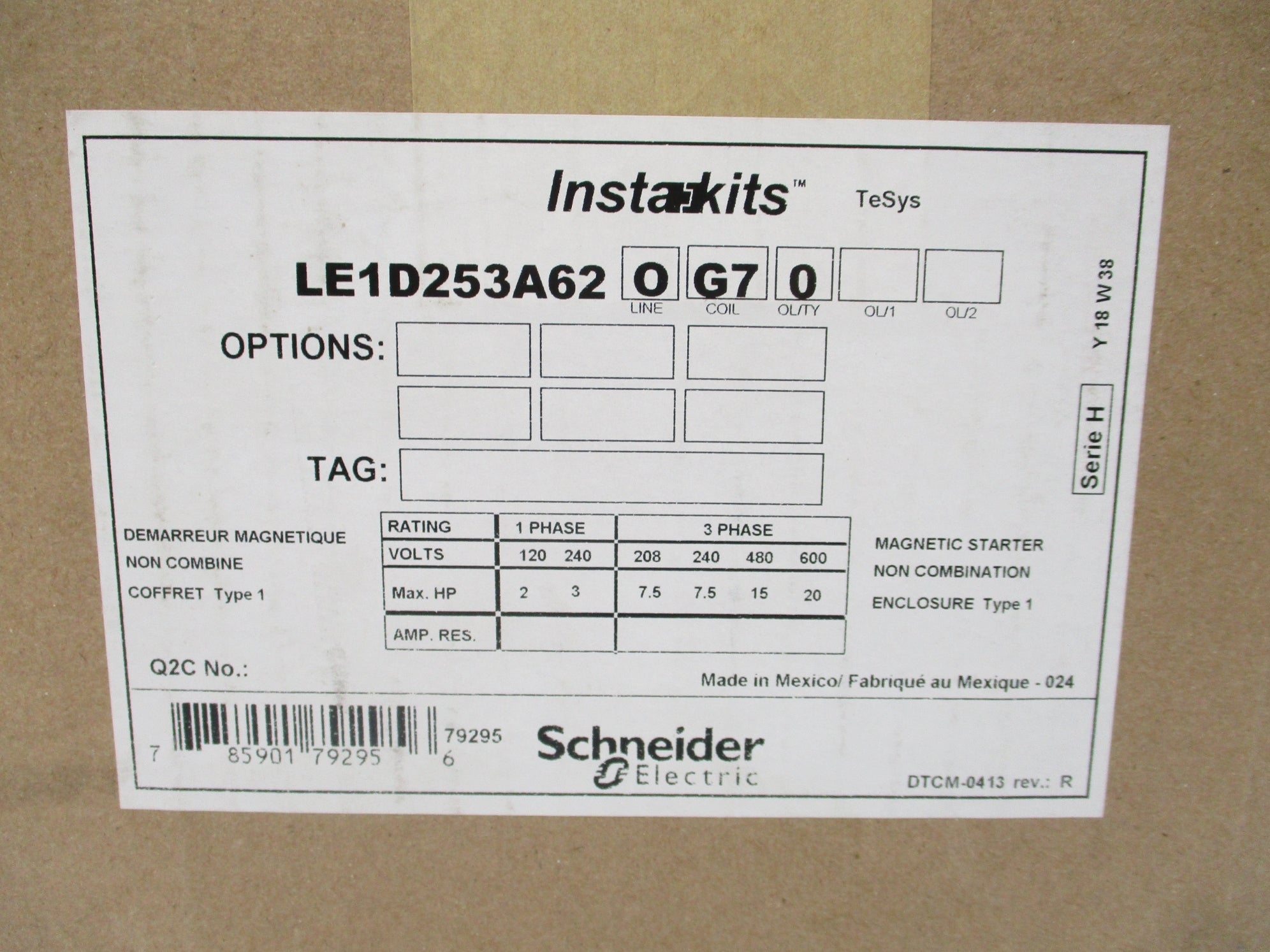 SCHNEIDER ELECTRIC LE1D253A62 NSFS