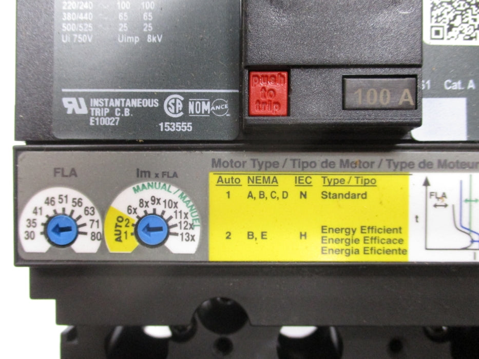 SQUARE D HJL36100M73 600V 100A NSMP