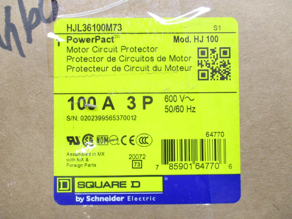 SQUARE D HJL36100M73 600V 100A NSMP