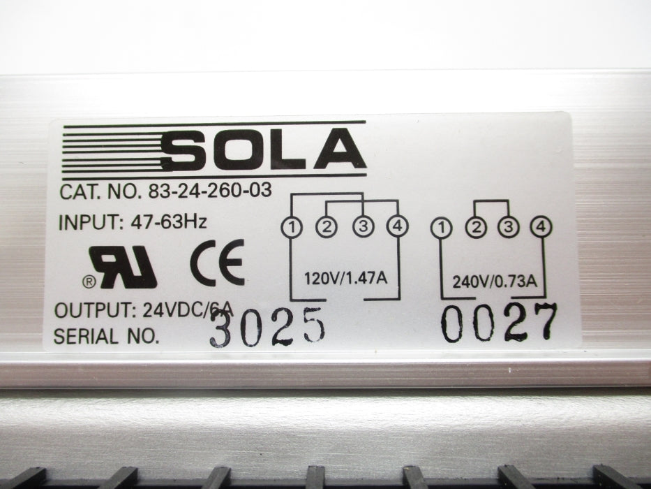 SOLA 83-24-260-03 120/240VAC 6A (AS PICTURED) NSMP