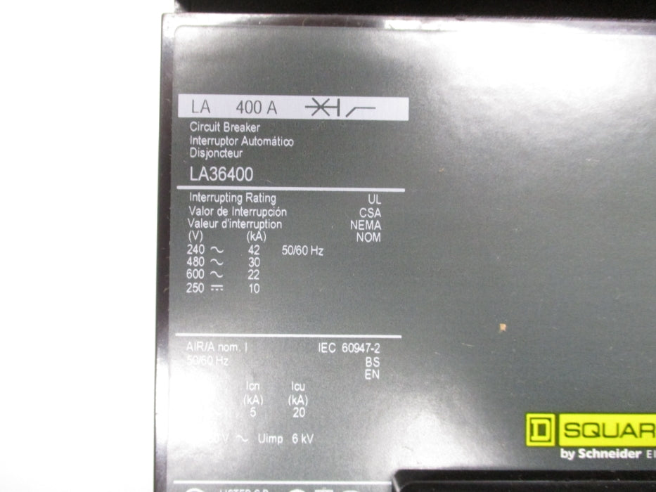 SQUARE D LA36400 SER. 4 600V 400A NSMP