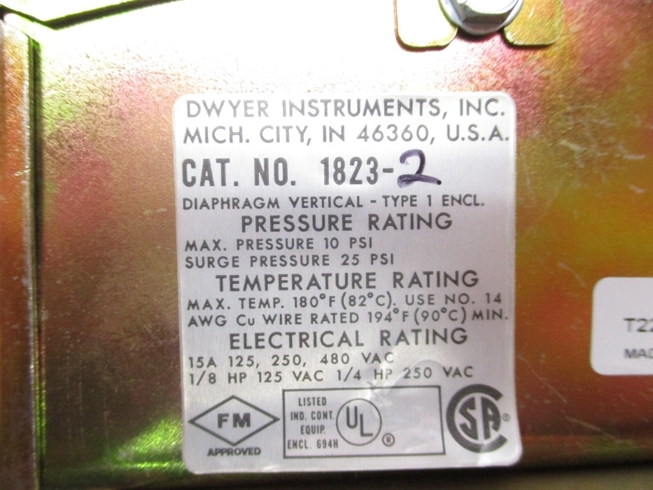 DWYER 1823-2 480VAC 15A 25PSI NSNP