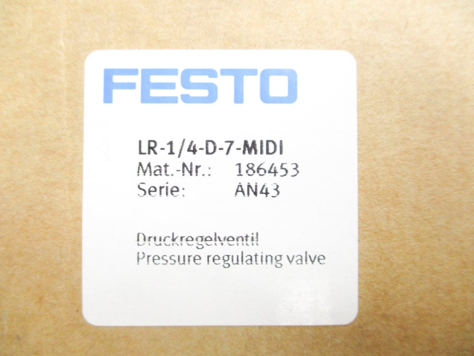 FESTO LR-1/4-D-7-MIDI 186453 SER. AN43 240PSI (AS PICTURED) NSMP