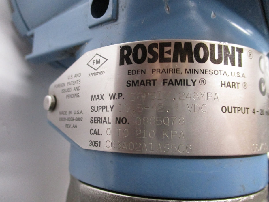 ROSEMOUNT 3051CG3A02A1AS5C6 36PSI UNMP