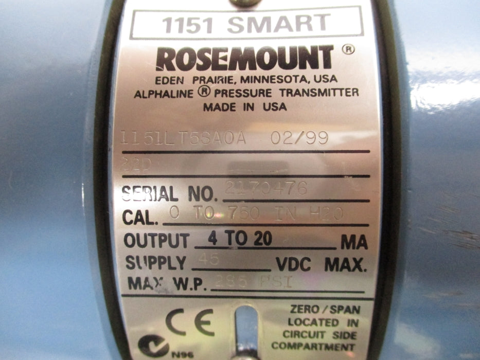 ROSEMOUNT 1151LT5SA0A22D 285PSI UNMP