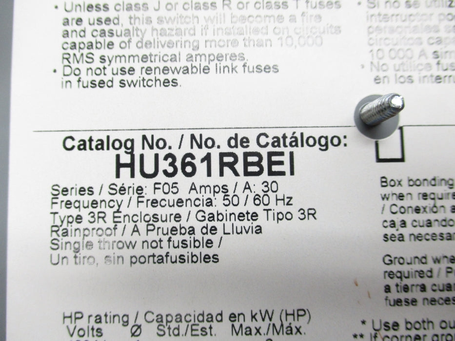 SQUARE D HU361RBEI SER. F05 NSMP