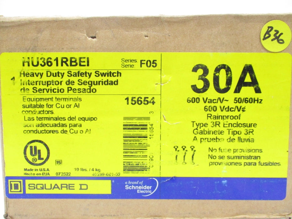 SQUARE D HU361RBEI SER. F05 NSMP
