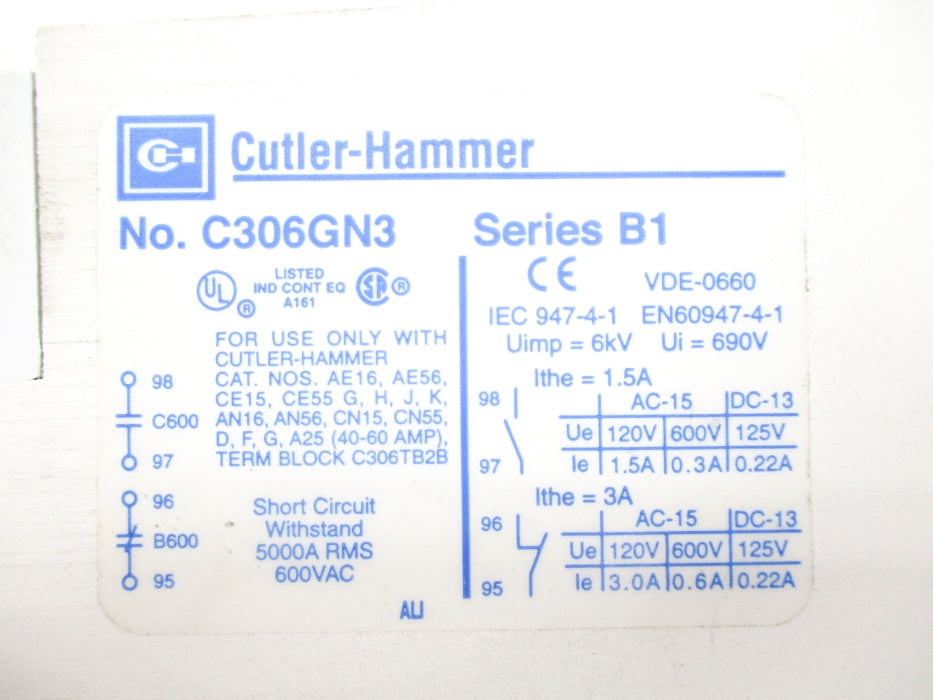 EATON C306GN3B SER. B1 600VAC 75A NSMP