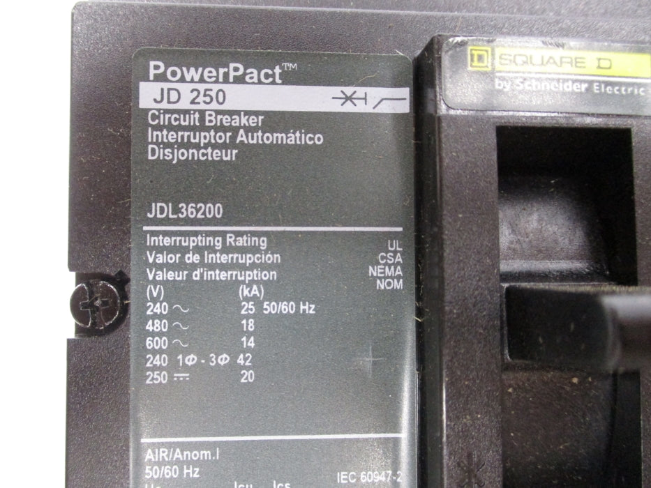 SQUARE D JDL36200 600V 200A NSNP