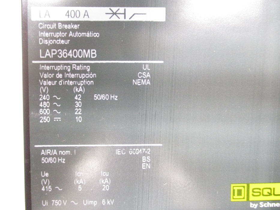 SQUARE D LAP36400MB 600V 400A (AS PICTURED) NSMP