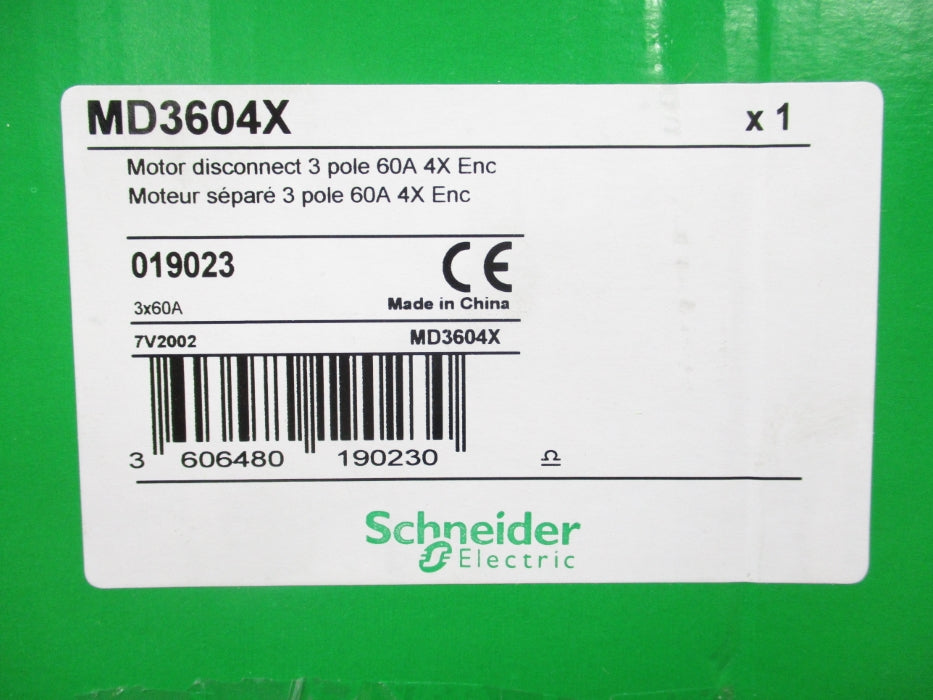 SCHNEIDER ELECTRIC MD3604X 600VAC 60A (AS PICTURED) NSMP