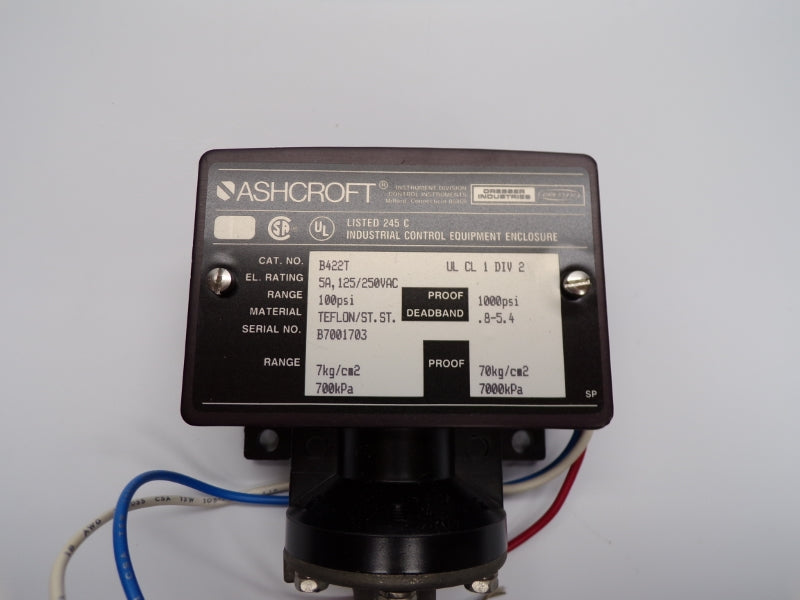 ASHCROFT B422T 125/250VAC 5A 100PSI NSMP