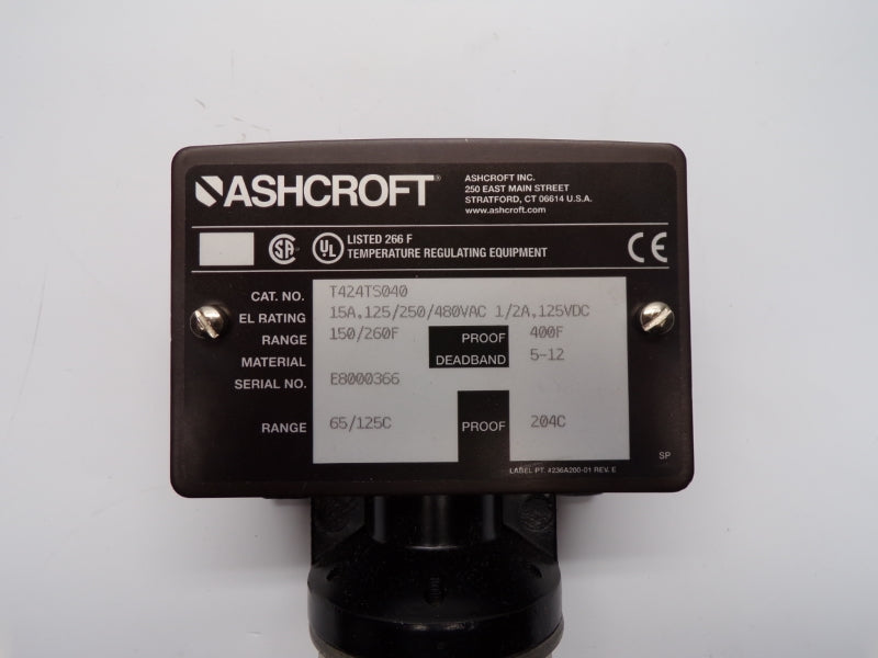 ASHCROFT T424TS040 480VAC 15A 150/260'F NSNP