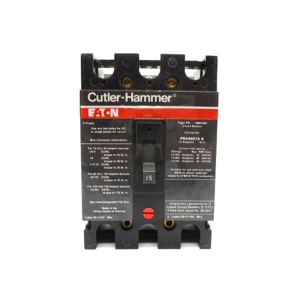 CUTLER HAMMER FS340015A 480VAC 15A NSNP