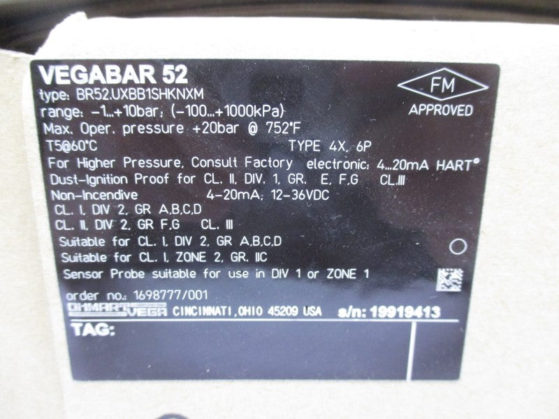 VEGA BR52.UXBB1SHKNXM 12-36VDC NSMP