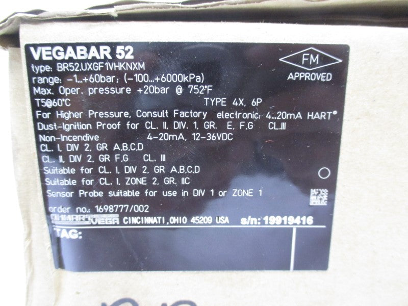 VEGA BR52.UXGF1VHKNXM 12-36VDC NSMP