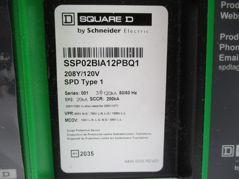 SQUARE D SSP02BIA12PBQ1 SER. 001 208/120V NSMP