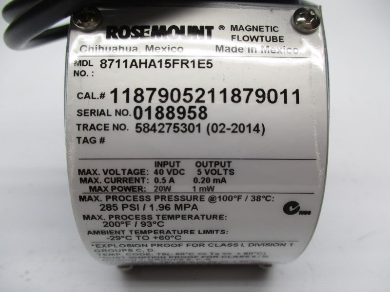 ROSEMOUNT 8711AHA15FR1E5 40VDC 0.5A 285PSI NSMP