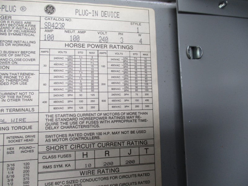 GENERAL ELECTRIC SB423R 600VAC 600A (AS PICTURED) NSNP
