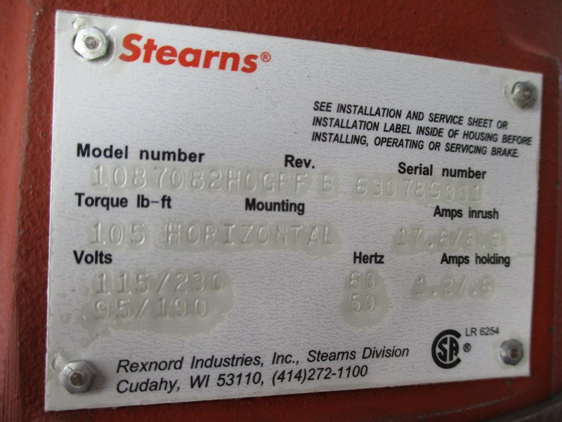 STEARNS 1087082H0GPF 115/230V 17.6/8.8A NSMP