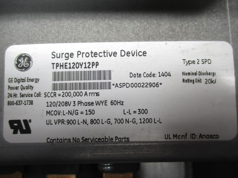 GENERAL ELECTRIC TPHE120Y12PP 600VAC 100A UNMP