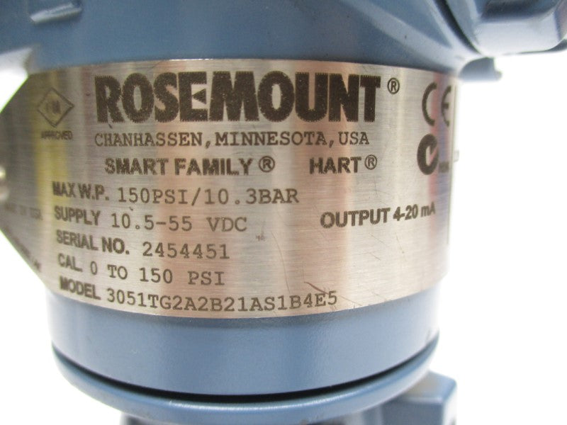 ROSEMOUNT 3051TG2A2B21AS1B4E5 10.5-55VDC 0-150PSI NSNP