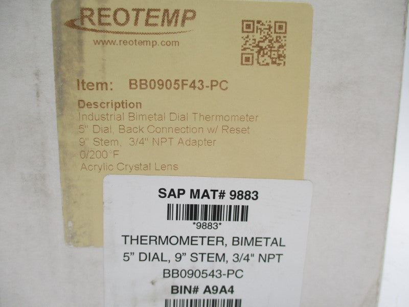 REOTEMP BB0905F43-PC 9" 0/200F NSMP