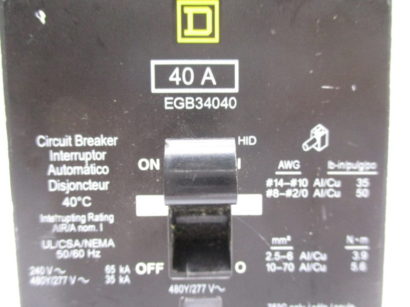 SQUARE D EGB34040 480/277V 40A UNMP