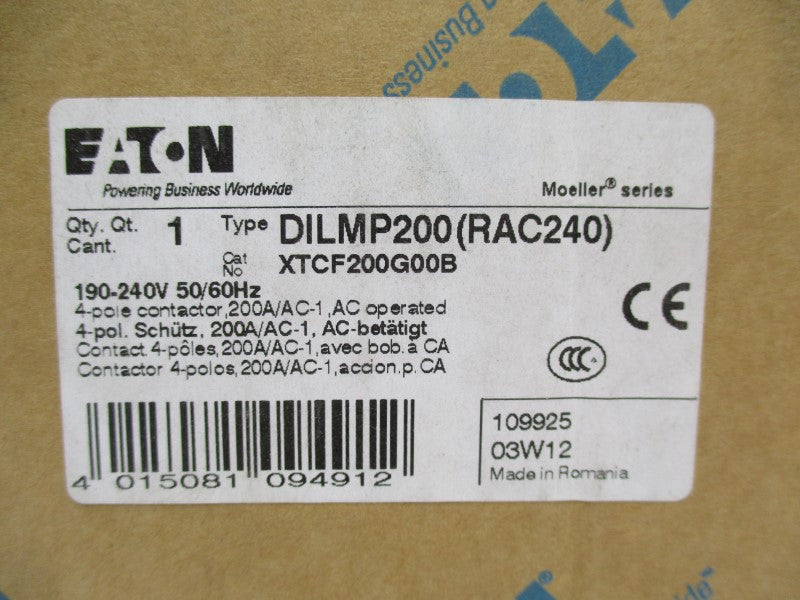 EATON DILMP200(RAC240) XTCF200G00B 190-240V 200A (AS PICTURED) NSMP