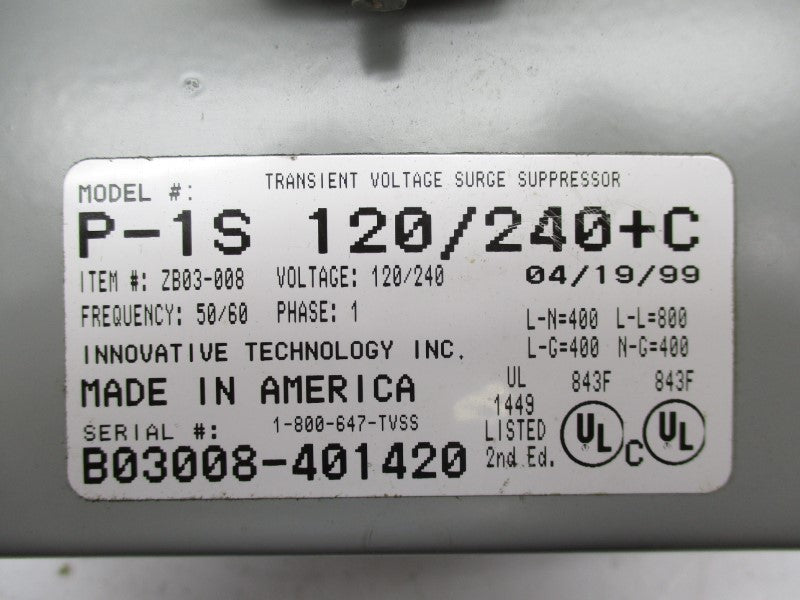 INNOVATIVE TECHNOLOGY P-1S 120/240V UNMP