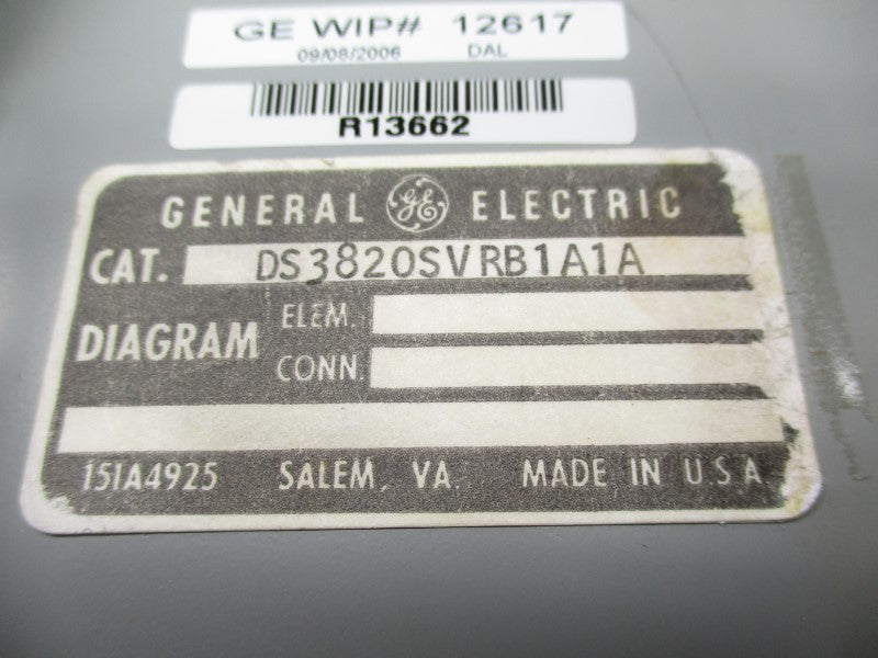 GENERAL ELECTRIC DS3820SVRB1A1A UNMP