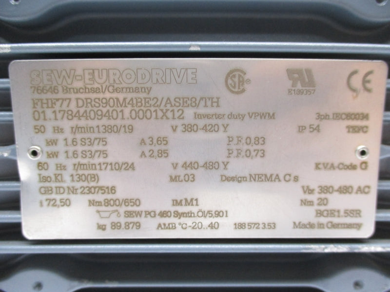 SEW-EURODRIVE FHF77DRS90M4BE2/ASE8/TH 440-480V 3.65A NSNP