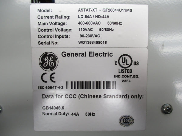 GENERAL ELECTRIC ASTAT-XT-QT20044U11MS 460-600VAC 54A NSMP