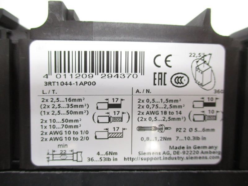 SIEMENS 3RT1044-1AP00 230V 65A NSMP