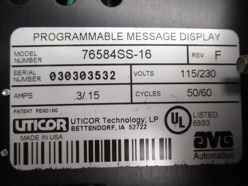 UTICOR 76584SS-16 115VAC .3/.15A NSNP