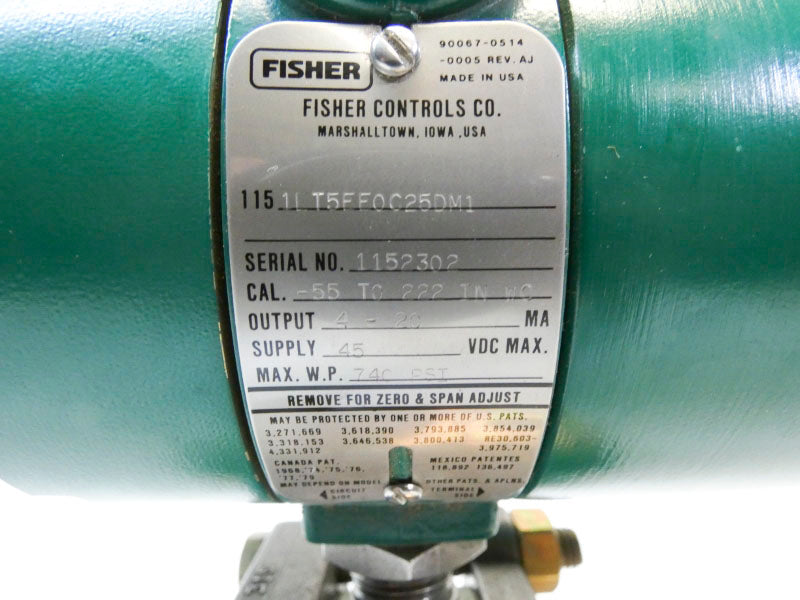 FISHER 1151LT5FF0C25DM1 45VDC 740PSI -55-222INWC NSNP