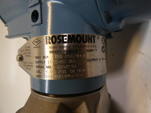 ROSEMOUNT 3051CD2A22A1AM5E5S8 10.5-55VDC 720PSI 0-250INH2O NSMP