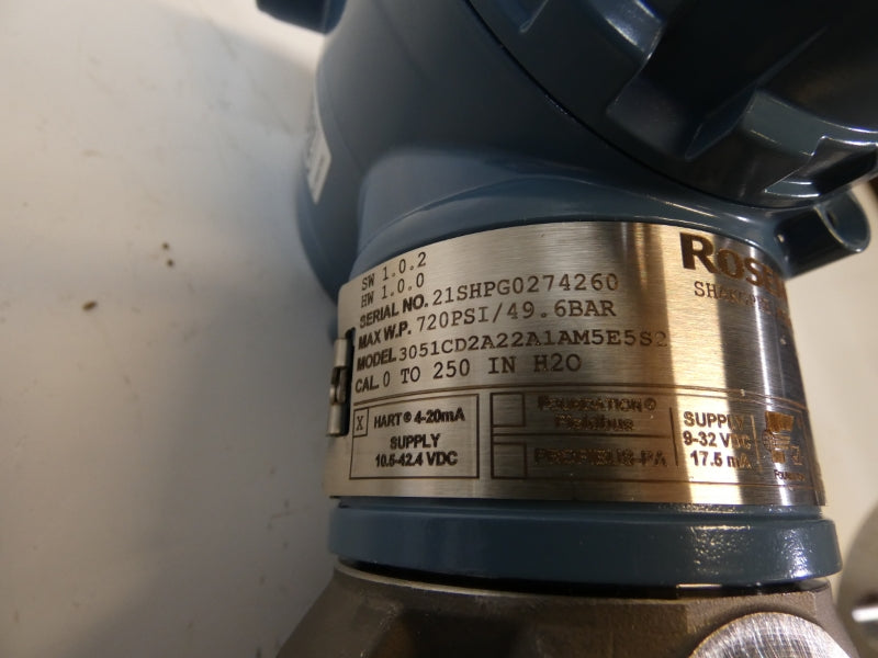 ROSEMOUNT 3051CD2A22A1AM5E5S2 10.5-42.4VDC 720PSI 0-250INH2O NSMP